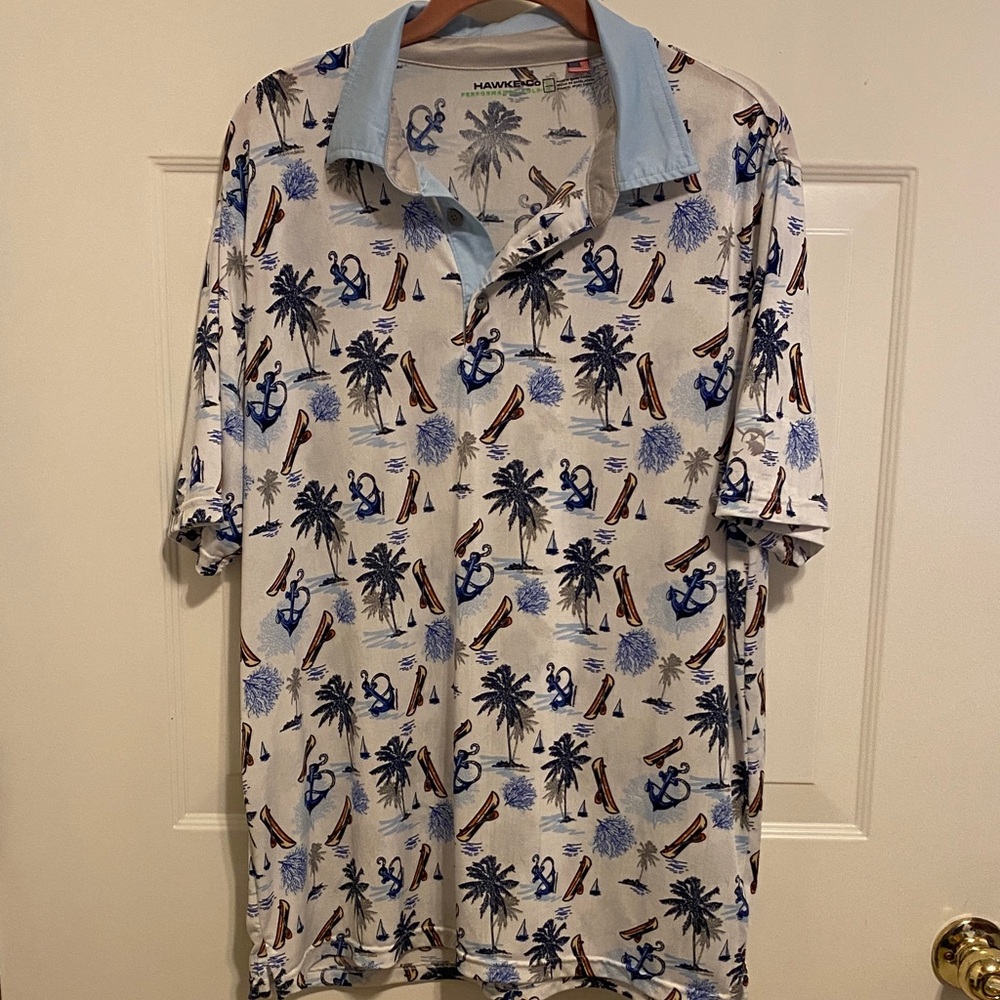 Hawke & Co Blue and White Tropical Print Shirt